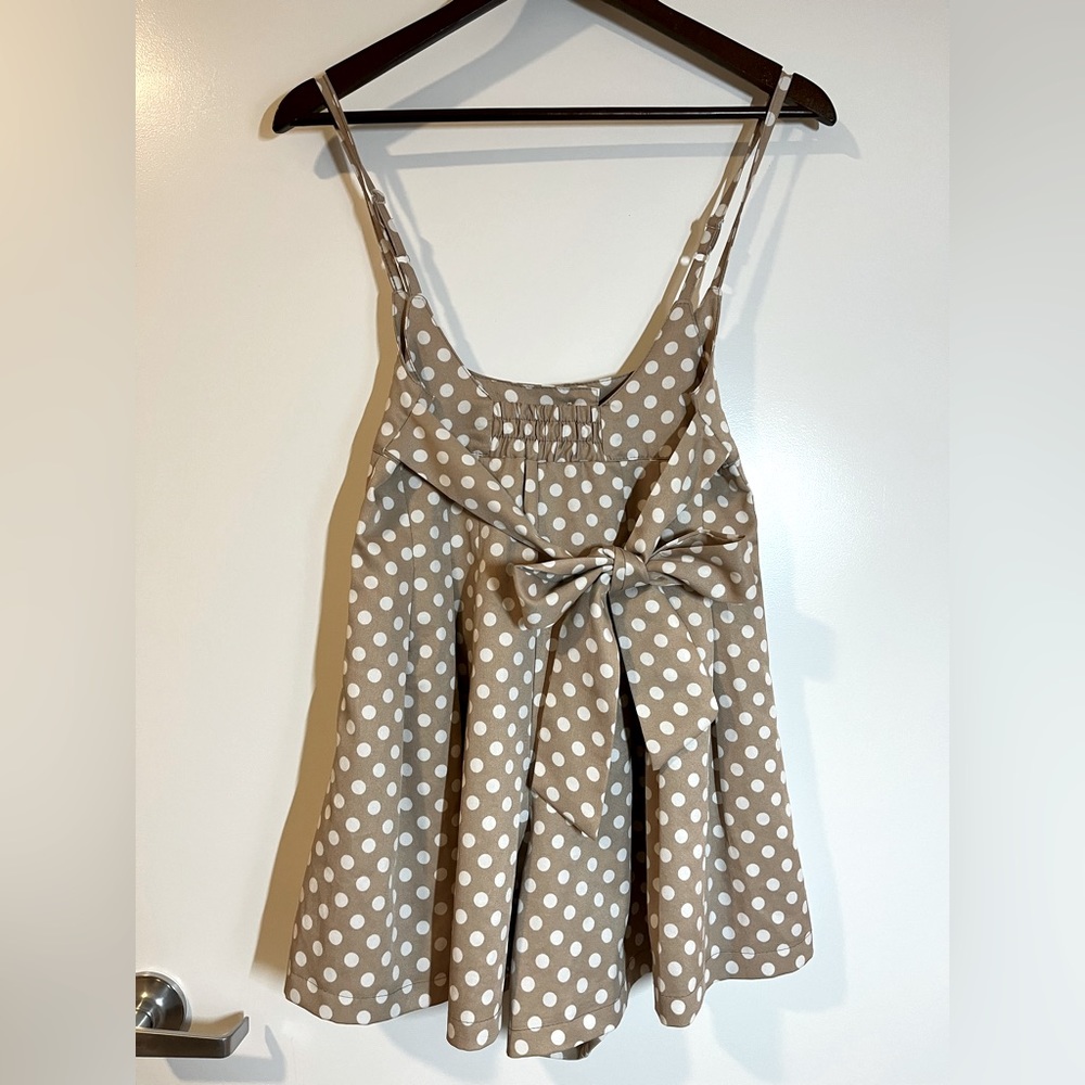 Tan/White Dots jumper skort dress